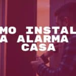 A modern wireless home alarm system being installed by a person on a front door, bright lighting, realistic.