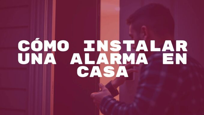 A modern wireless home alarm system being installed by a person on a front door, bright lighting, realistic.